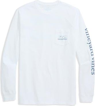 Vineyard Vines Pond Puck Long Sleeve Pocket Graphic T-Shirt in White Cap at Nordstrom, Size Xx-Large