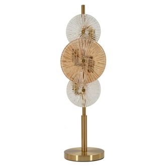 Mauro Ferretti L&aacute;mpara de mesa de metal dorado y cristal (20 x 18 x 66 cm)