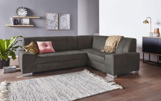Domo Collection Ecksofa »Anzio in kubischer Formensprache, flache Armlehnen, L-Form« Wahlweise mit Bettfunktion und Federkern für hohen Sitzkomfort