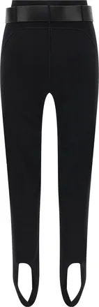 Self Portrait Viscose High-Waist with Stirrup Detail Leggings - Black