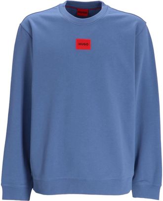 HUGO BOSS logo-patch cotton sweatshirt - men - Cotton - L - Blue