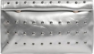 Generic Luxury Sparkle Rivet Envelope Evening Bag Roll Top Clutch Purse for Women Wedding Bridal Handbag 11.02x6.69x1.97in(Silver)