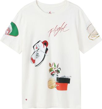 Nike Jordan Mens Air Jordan Pattern Printing Round Neck Pullover Short Sleeve White T-Shirt DQ7379-133