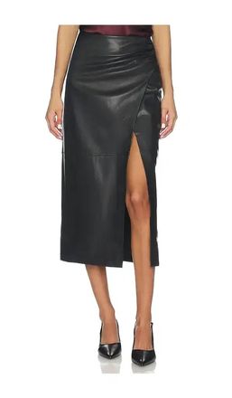 Cami NYC Lorena Vegan Faux Leather Midi Skirt In Black