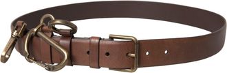 Dolce & Gabbana Brown Calf Leather Gold Metal Buckle Belt Men