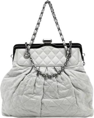 Chanel Pre-owned The Chic Frame - Dames - Vintage Handtas - Grijs - ONE Size - Leer - Vintage