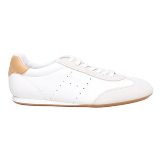 Hogan Sneakers, male, White, 6 1/2 UK, Leather Trainers with Gold Rivet