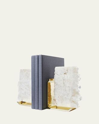 ANNA new york Fim Geo Quartz and Aluminum Bookends