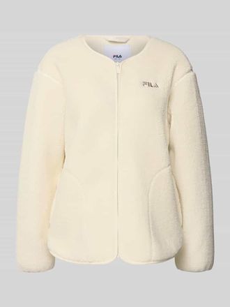 Fila Teddyjacke mit Rei&szlig;verschluss in Offwhite, Gr&ouml;&szlig;e XL