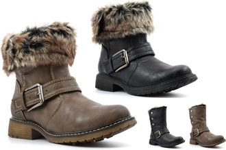 Generic Womens Memory Foam Boots Size 3 Womens Ankle Boot Size 9 Ladies Memory Foam Boots Ladies Smart Boot Button Fastening Faux Fur Sizes 3-9 Brown/Black 5 