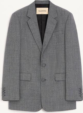 Valentino Valentino Single-Breasted Jacket In Moulin&eacute; Wool Man BLACK/GREY 44