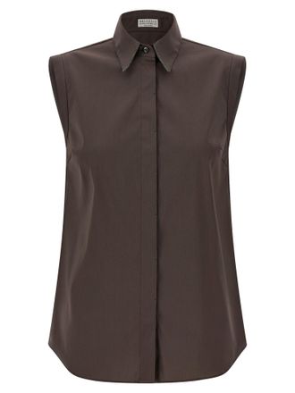 Brunello Cucinelli Sleeveless Shirt Shirt And Blouse Brown