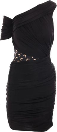 Marine Serre Gedrapeerde Stretch Viscose Jurk - Dames - Feestkleedjes - Zwart - S - Kleedjes