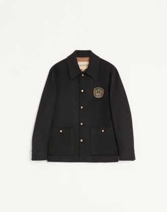 Valentino Giacca Valentino In Lana E Cashmere Con Valentino Patch Ricamato Uomo NERO 44