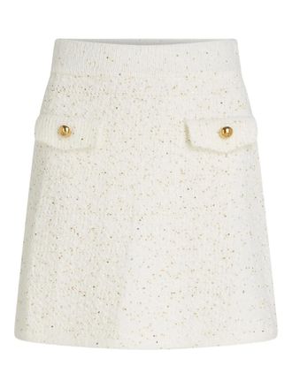 Karl Lagerfeld mini boucl&eacute; pocket skirt - women - Cotton/Polyester/Polyamide - S - Neutrals
