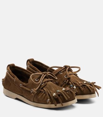 Golden Goose Embellished suede boat shoes