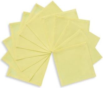 Solino Home Cotton Linen Plain Cocktail Napkins Set of 12, 6 x 6 Inch for Dining Table, Holiday and Everyday Table Decor - Dru in Yellow at
