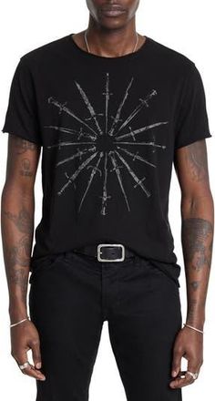 John Varvatos Daggers Raw Edge Graphic T-Shirt in Black at Nordstrom Rack, Size X-Small
