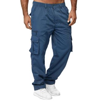 Generic Mens Cargo Work Trouser, Outdoor Elastic Waist Drawstring Pants with Pockets Mens Work Trousers Cargo Combat Trousers for Men Lightweight Outdoor Brea