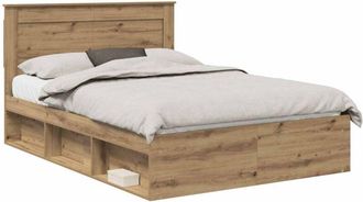 vidaXL Bed Frame Artisian Oak 140 x 200 cm Solid Pine Wood vidaXL