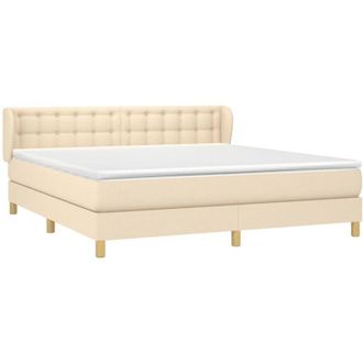 vidaXL Cama Box Spring Con Colch&oacute;n Tela Color Crema 160x200 Cm Vidaxl
