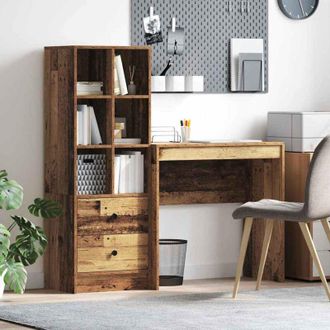 vidaXL Escritorio Con Almacenamiento Con Caj&oacute;n 2 Pcs Madera Vieja Vidaxl