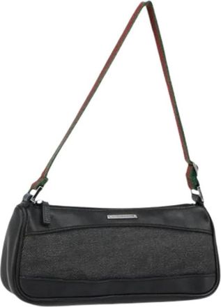 Gucci Pre-owned Shoulder Bags, female, Black, Size: ONE SIZE Pre-owned Canvas Shoulder Bag