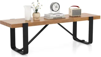 Costway Costway - Panchina Da Pranzo, Panchina Per Ingresso Da 152,5 Cm, Con Struttura In Metallo, Piedini Regolabili, Panchina Per Corridoio, Portata 300 Kg,