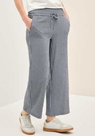 Cecil Stoffhose CECIL Style Neele, Damen, Gr. XXL (46), L&auml;nge 26, urban navy blau, Web, Obermaterial: 73% Viskose, 25% Polyester, 2% Elasthan, gestreift, lo