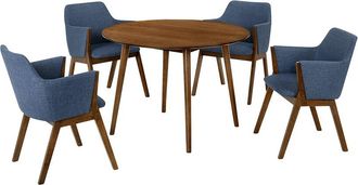 Armen Living Arcadia And Renzo 42In Round Wood 5Pc Dining Set