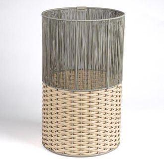 Happimess Harper Modern 2-Tone Faux Wicker Cylinder Waste Basket in Gray/cream at Nordstrom