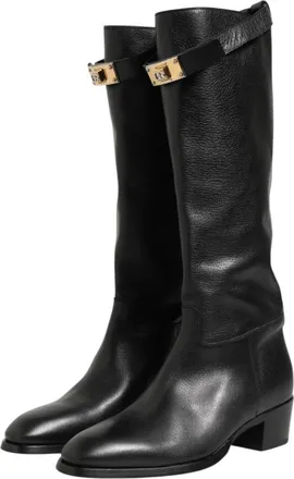 Dolce & Gabbana Overknee Laarzen - Dames - Cowboylaarzen - Zwart - 44 EU - Leer - Schoenen