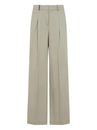 PESERICO wide-leg palazzo pants - women - Cotton/Elastane - 44 - Neutrals