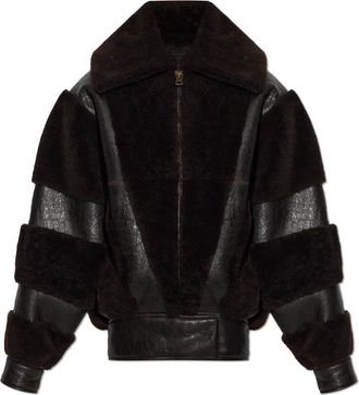 Balenciaga Jas met hoge kraag - Dames - Jassen - Bruin - Maat: S Katoen