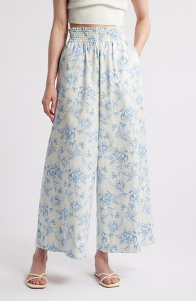 Solid & Striped Twyla Wide Leg Cotton Pants in Classic Toile at Nordstrom, Size Medium