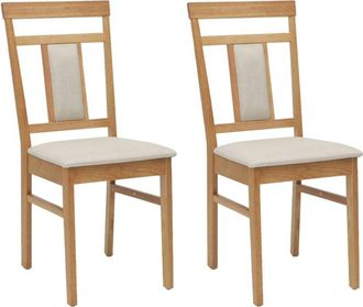 vidaXL Silla De Comedor 2 Pcs Natural Y Claro Madera De Caucho S&oacute;lido Vidaxl