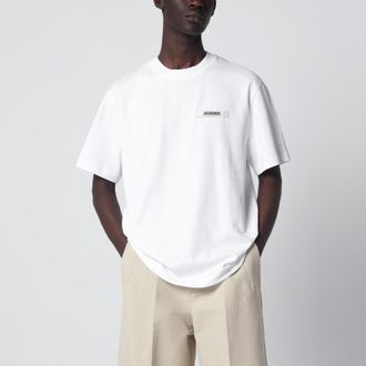 Jacquemus White T-shirt with Gros Grain logo