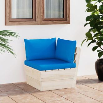 vidaXL Divano Angolare da Giardino su Pallet e Cuscini Legno di Abete vidaXL