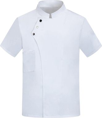 Generic Chef Jackets, Unisex Chef Coat Short Sleeve Button Front Breathable Work Uniform Jacket for Men Women Kitchen Restaurant Hotel Cook Shirt with Pocket 