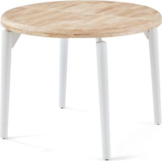 Mathi Design Mesa de comedor redonda extensible en madera y acero D100 cm