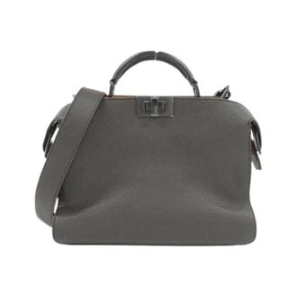 Fendi Pre-owned Peekaboo ISeeU Small Calf Handbag - Dames - Pre-owned - Grijs - Maat: ONE Size Leer