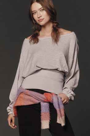 Pilcro Waisted Long-Sleeve Boatneck Top