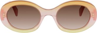 Celine Triomphe 52mm Oval Sunglasses in Pink Multi/Gradient Brown at Nordstrom