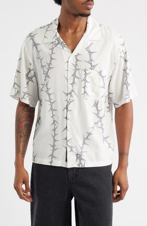 Vans Van Doren Print Camp Shirt in White at Nordstrom, Size Medium