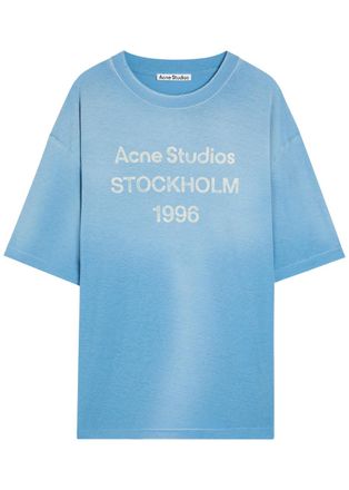 Acne Studios Logo-print Cotton-blend T-shirt - Light Blue - L