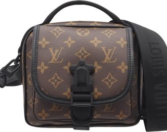 Louis Vuitton Black Brown Coated Canvas Shoulder Bag (Pre-Owned)