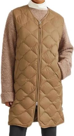 Eddie Bauer Down Shawl Zip Up Long Puffer Vest In Camel Gold