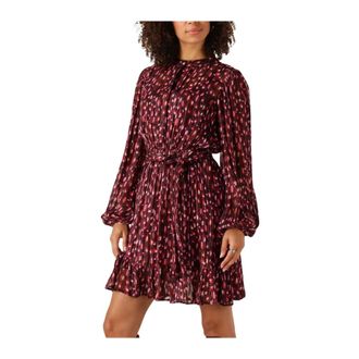 Notre-V Bordeaux Mini Jurk Nv-Gwen - Dames - Korte kleedjes - Rood - S - Wol - Kleedjes