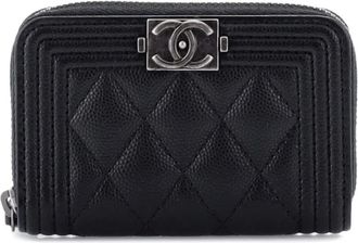 Chanel Boy Zip Coin Purse Quilted Caviar Small pouch - Nero