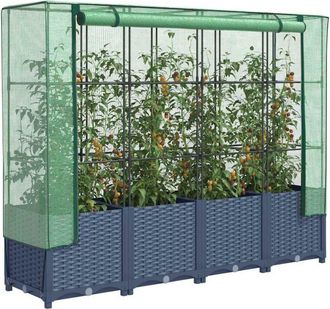 vidaXL Vidaxl - Arriate Con Cubierta Invernadero Aspecto Rat&aacute;n 160x40x138 Cm